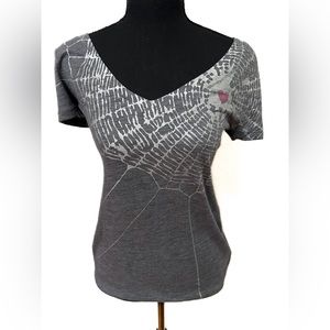 Nollie spider web top in gray. Size small